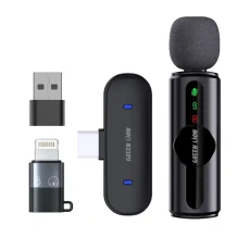 میکروفون یقه ای بی سیم تک کاربره گرین لاین مدل GM 75X رابط Type-C و Lightning و USB-A